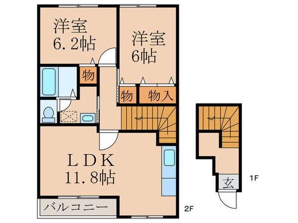 フォンテ－ヌ南行橋Ｂの物件間取画像